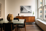 Paul Sinus Wandbild 120x80cm minimalistische Winterlandschaft schwarz weiss Fotokunst modern Kunstdruck grosses Kunstbild ruhige Wanddekoration fuer Wohnzimmer Büro Flur