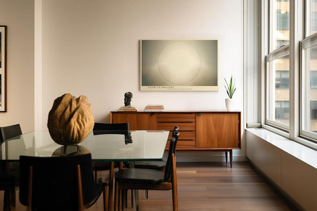 Paul Sinus Wandbild 120x80cm minimalistischer Kreis abstrakte geometrische Kunst in sanften Beigetönen modernes Designbild stilvolle Wanddekoration für Wohnzimmer Büro