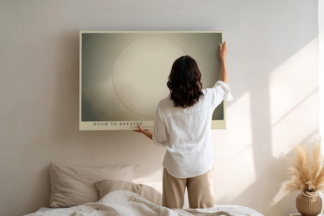 Paul Sinus Wandbild 120x80cm minimalistischer Kreis abstrakte geometrische Kunst in sanften Beigetönen modernes Designbild stilvolle Wanddekoration für Wohnzimmer Büro