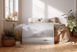 Paul Sinus Wandbild 120x80cm minimalistisches Boot im Nebel ruhige Landschaft Fotokunst grau Natur Kunstdruck moderne