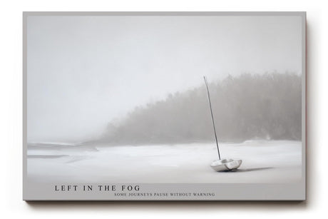 Paul Sinus Wandbild 120x80cm minimalistisches Boot im Nebel ruhige Landschaft Fotokunst grau Natur Kunstdruck moderne