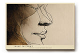 Paul Sinus Wandbild 120x80cm minimalistisches Gesichtsprofil Linienkunst moderne abstrakte Portrait Illustration beige braun stilvolle Leinwand Wanddekoration fuer Wohnzimmer Büro