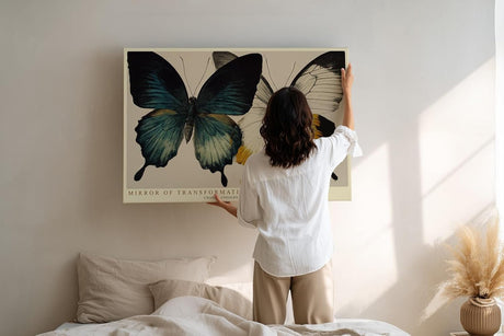 Paul Sinus Wandbild 120x80cm Mirror of Transformation Schmetterlinge Natur Kunst Illustration modernes Tier Poster für Wohnzimmer Schlafzimmer