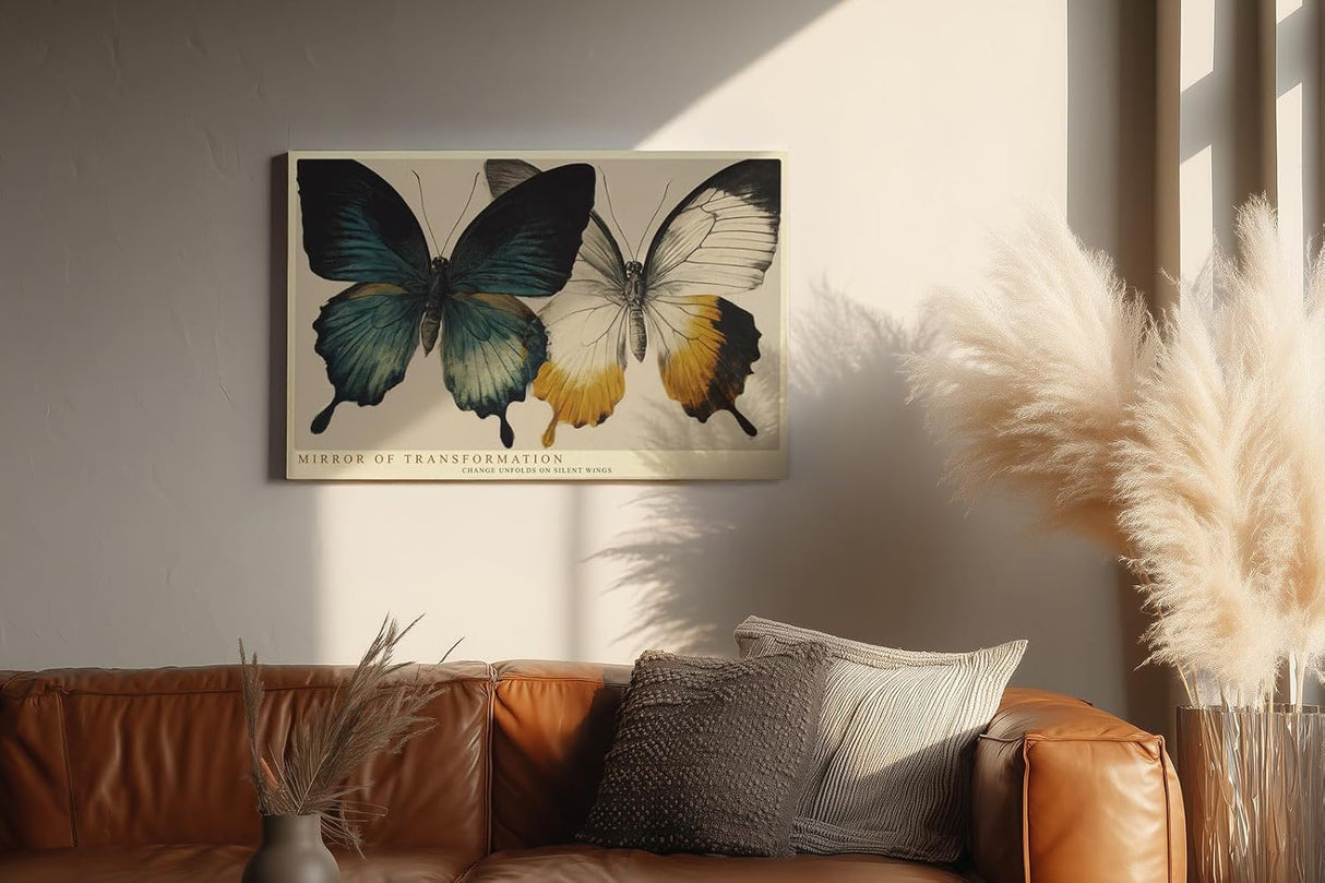Paul Sinus Wandbild 120x80cm Mirror of Transformation Schmetterlinge Natur Kunst Illustration modernes Tier Poster für Wohnzimmer Schlafzimmer