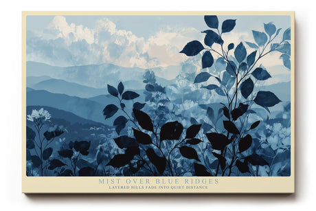 Paul Sinus Wandbild 120x80cm Mist over Blue Ridges Blaue Berglandschaft mit Nebel Ruhige Natur Kunst fuer Wohnzimmer Schlafzimmer und Büro