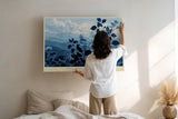 Paul Sinus Wandbild 120x80cm Mist over Blue Ridges Blaue Berglandschaft mit Nebel Ruhige Natur Kunst fuer Wohnzimmer Schlafzimmer und Büro