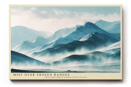 Paul Sinus Wandbild 120x80cm Mist over Frozen Ranges Neblige Gebirgslandschaft in Blau Moderne Berg Kunst fuer Wohnzimmer Schlafzimmer und Büro