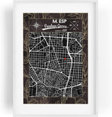 Paul Sinus Wandbild mit deinen GPS Koordinaten und Namen. 30cm x 42cm Holz Wechselrahmen mit Glas. Stadtplan Vintage (ohne Rahmen)