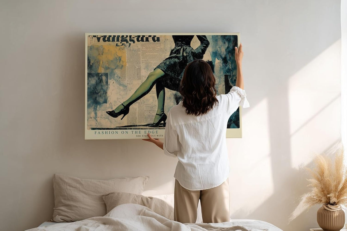 Paul Sinus Wandbild 120x80cm Mode Collage Beine High Heels LeinWandbild 120x80cm Fashion Kunst Wanddekoration