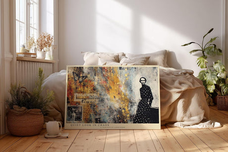 Paul Sinus Wandbild 120x80cm Mode Portrait Collage mit Goldakzenten Moderne Kunst in Schwarz Gold Wanddekoration