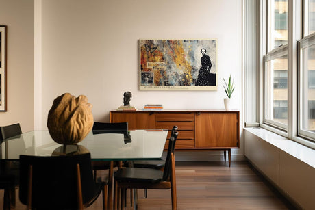 Paul Sinus Wandbild 120x80cm Mode Portrait Collage mit Goldakzenten Moderne Kunst in Schwarz Gold Wanddekoration
