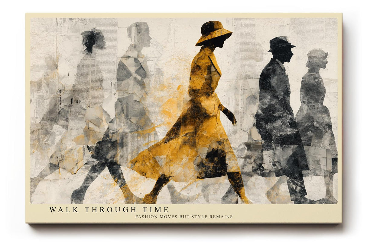 Paul Sinus Wandbild 120x80cm Mode Silhouetten Moderne Collage LeinWandbild 120x80cm Stilvolle Figuren Wanddekoration