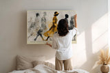 Paul Sinus Wandbild 120x80cm Mode Silhouetten Moderne Collage LeinWandbild 120x80cm Stilvolle Figuren Wanddekoration