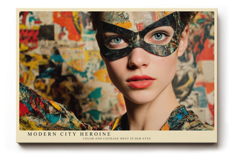 Paul Sinus Wandbild 120x80cm Modern City Heroine Portrait einer maskierten Frau Urbane Kunst fuer Wohnzimmer Schlafzimmer und Büro