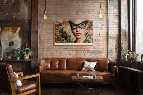 Paul Sinus Wandbild 120x80cm Modern City Heroine Portrait einer maskierten Frau Urbane Kunst fuer Wohnzimmer Schlafzimmer und Büro