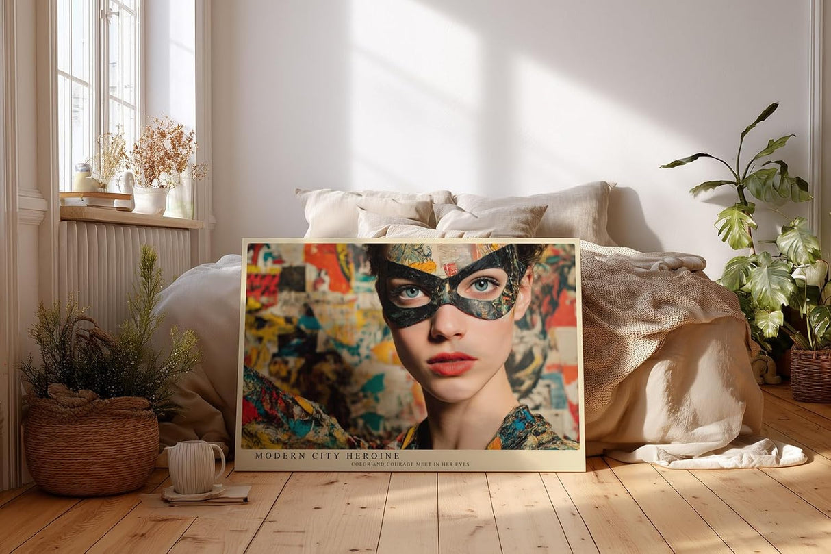 Paul Sinus Wandbild 120x80cm Modern City Heroine Portrait einer maskierten Frau Urbane Kunst fuer Wohnzimmer Schlafzimmer und Büro