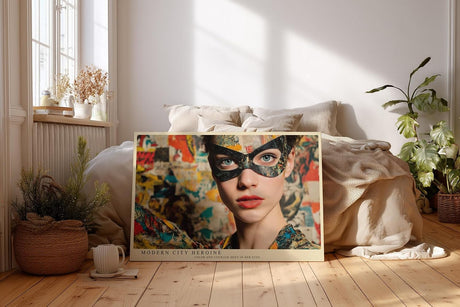 Paul Sinus Wandbild 120x80cm Modern City Heroine Portrait einer maskierten Frau Urbane Kunst fuer Wohnzimmer Schlafzimmer und Büro