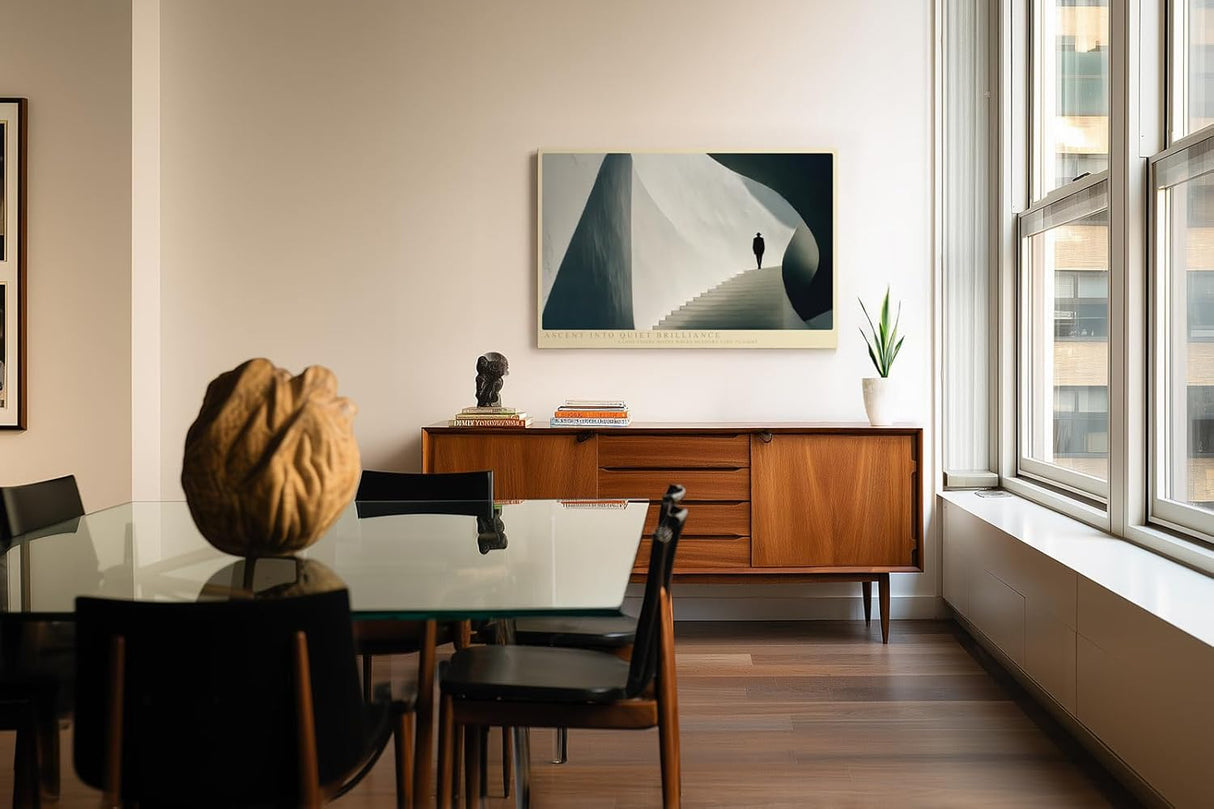 Paul Sinus Wandbild 120x80cm Moderne Architektur Treppe mit Silhouette minimalistisches Designmotiv