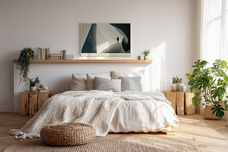 Paul Sinus Wandbild 120x80cm Moderne Architektur Treppe mit Silhouette minimalistisches Designmotiv