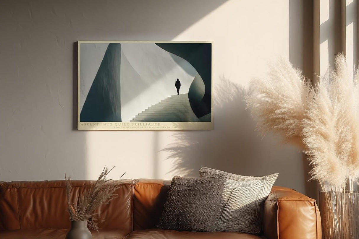 Paul Sinus Wandbild 120x80cm Moderne Architektur Treppe mit Silhouette minimalistisches Designmotiv