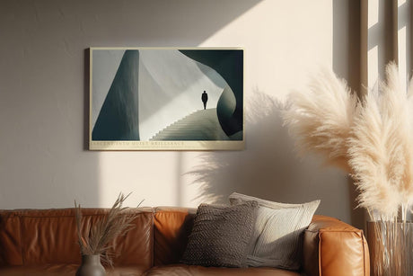 Paul Sinus Wandbild 120x80cm Moderne Architektur Treppe mit Silhouette minimalistisches Designmotiv