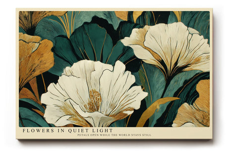 Paul Sinus Wandbild 120x80cm Moderne Blumen Kunst in Grün Gold und Creme Elegantes Florales Design für Wohnzimmer Schlafzimmer Büro