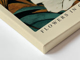 Paul Sinus Wandbild 120x80cm Moderne Blumen Kunst in Grün Gold und Creme Elegantes Florales Design für Wohnzimmer Schlafzimmer Büro
