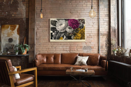 Paul Sinus Wandbild 120x80cm Moderne Blumen Stillleben Kunst LeinWandbild 120x80cm Florale Collage Wanddekoration