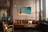 Paul Sinus Wandbild 120x80cm moderne Figur Kunst rot blau minimalistische Malerei Kunstdruck grosses Kunstbild elegante Wanddekoration fuer Wohnzimmer Büro