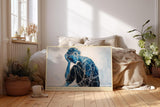 Paul Sinus Wandbild 120x80cm moderne Figurkunst nachdenkliche Frau blau abstrakte Linienkunst emotionales Kunstbild stilvolle Wanddekoration fuer Wohnzimmer Büro