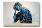 Paul Sinus Wandbild 120x80cm moderne Figurkunst nachdenkliche Frau blau abstrakte Linienkunst emotionales Kunstbild stilvolle Wanddekoration fuer Wohnzimmer Büro