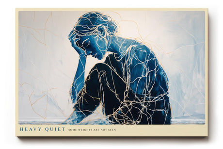 Paul Sinus Wandbild 120x80cm moderne Figurkunst nachdenkliche Frau blau abstrakte Linienkunst emotionales Kunstbild stilvolle Wanddekoration fuer Wohnzimmer Büro