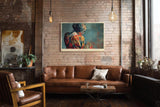 Paul Sinus Wandbild 120x80cm moderne Frauenfigur Malerei abstraktes Portrait warme Farben kuenstlerisches Figurenbild stilvolle Wanddekoration fuer Wohnzimmer Büro