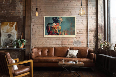 Paul Sinus Wandbild 120x80cm moderne Frauenfigur Malerei abstraktes Portrait warme Farben kuenstlerisches Figurenbild stilvolle Wanddekoration fuer Wohnzimmer Büro