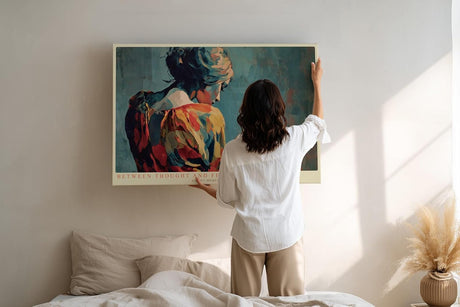 Paul Sinus Wandbild 120x80cm moderne Frauenfigur Malerei abstraktes Portrait warme Farben kuenstlerisches Figurenbild stilvolle Wanddekoration fuer Wohnzimmer Büro