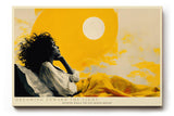 Paul Sinus Wandbild 120x80cm moderne Frauenfigur unter gelber Sonne abstrakte Kunst warmes Gelb stilvolle Illustration moderne Wanddekoration fuer Wohnzimmer Büro