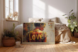 Paul Sinus Wandbild 120x80cm Moderne Kunst Frau Ruecken Love Typografie abstraktes Gemaelde emotionale Kunst Wanddekoration Wohnzimmer Schlafzimmer