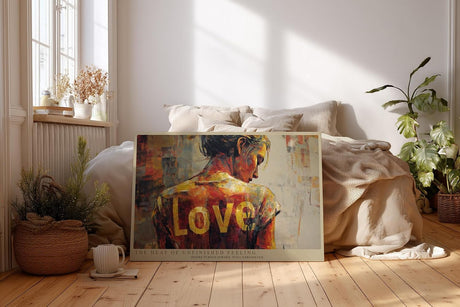 Paul Sinus Wandbild 120x80cm Moderne Kunst Frau Ruecken Love Typografie abstraktes Gemaelde emotionale Kunst Wanddekoration Wohnzimmer Schlafzimmer