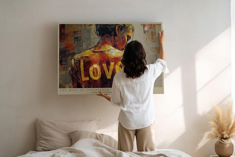 Paul Sinus Wandbild 120x80cm Moderne Kunst Frau Ruecken Love Typografie abstraktes Gemaelde emotionale Kunst Wanddekoration Wohnzimmer Schlafzimmer