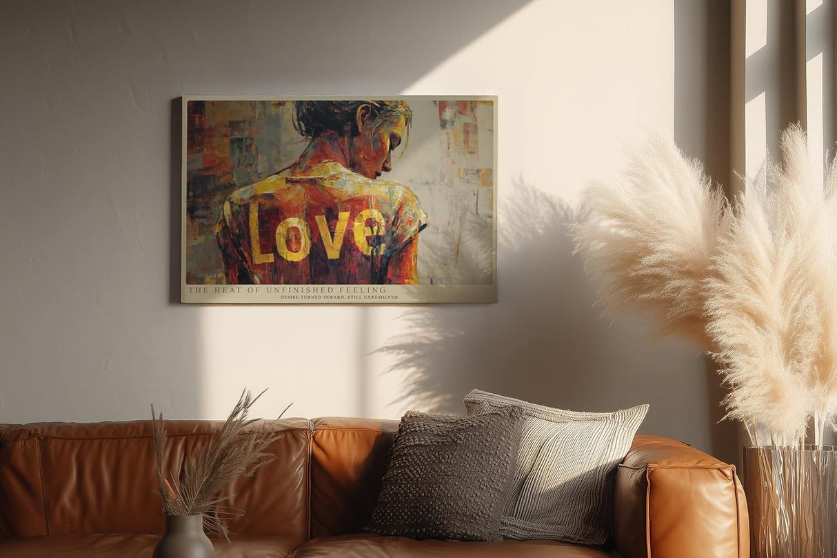 Paul Sinus Wandbild 120x80cm Moderne Kunst Frau Ruecken Love Typografie abstraktes Gemaelde emotionale Kunst Wanddekoration Wohnzimmer Schlafzimmer