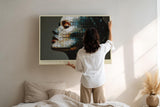 Paul Sinus Wandbild 120x80cm moderne Portraetkunst Frau Mosaik Gesicht abstrakte Identitaet Kunstbild zeitgenoessische Wanddekoration fuer Wohnzimmer Büro