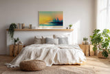 Paul Sinus Wandbild 120x80cm moderne Skyline abstrakte Stadtlandschaft Sonnenaufgang farbverlauf Stadt Kunstbild urbanes Panorama stilvolle