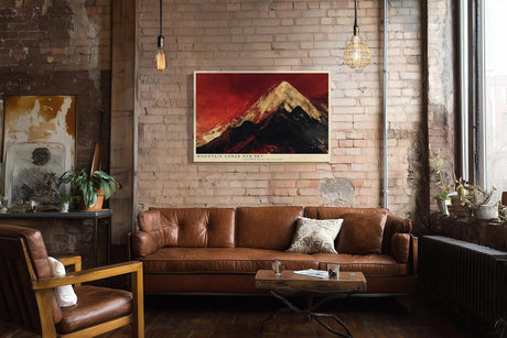 Paul Sinus Wandbild 120x80cm moderner Berg unter rotem Himmel Landschaftskunst Kunstdruck grosses Wandbild 120x80cm dramatische Natur Wanddekoration fuer Wohnzimmer Büro