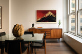 Paul Sinus Wandbild 120x80cm moderner Berg unter rotem Himmel Landschaftskunst Kunstdruck grosses Wandbild 120x80cm dramatische Natur Wanddekoration fuer Wohnzimmer Büro