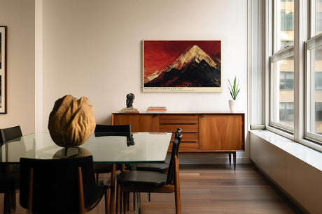Paul Sinus Wandbild 120x80cm moderner Berg unter rotem Himmel Landschaftskunst Kunstdruck grosses Wandbild 120x80cm dramatische Natur Wanddekoration fuer Wohnzimmer Büro
