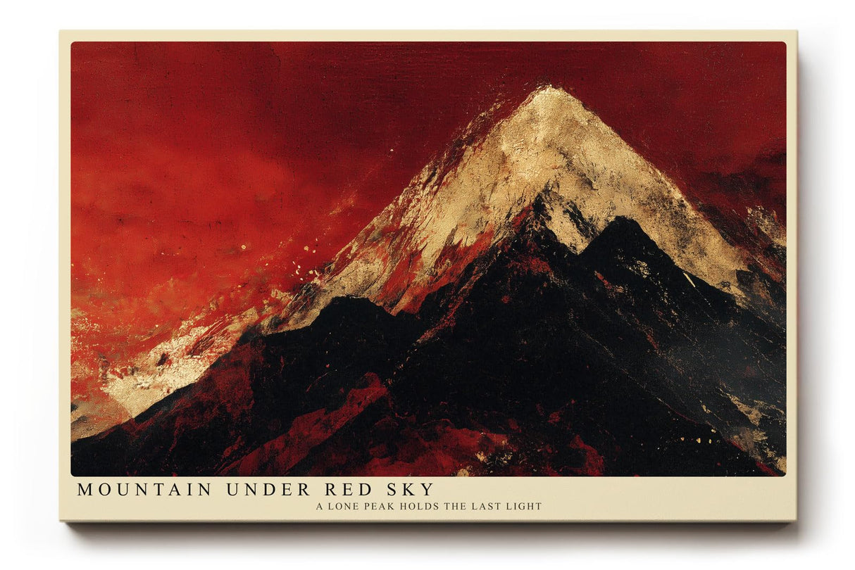 Paul Sinus Wandbild 120x80cm moderner Berg unter rotem Himmel Landschaftskunst Kunstdruck grosses Wandbild 120x80cm dramatische Natur Wanddekoration fuer Wohnzimmer Büro