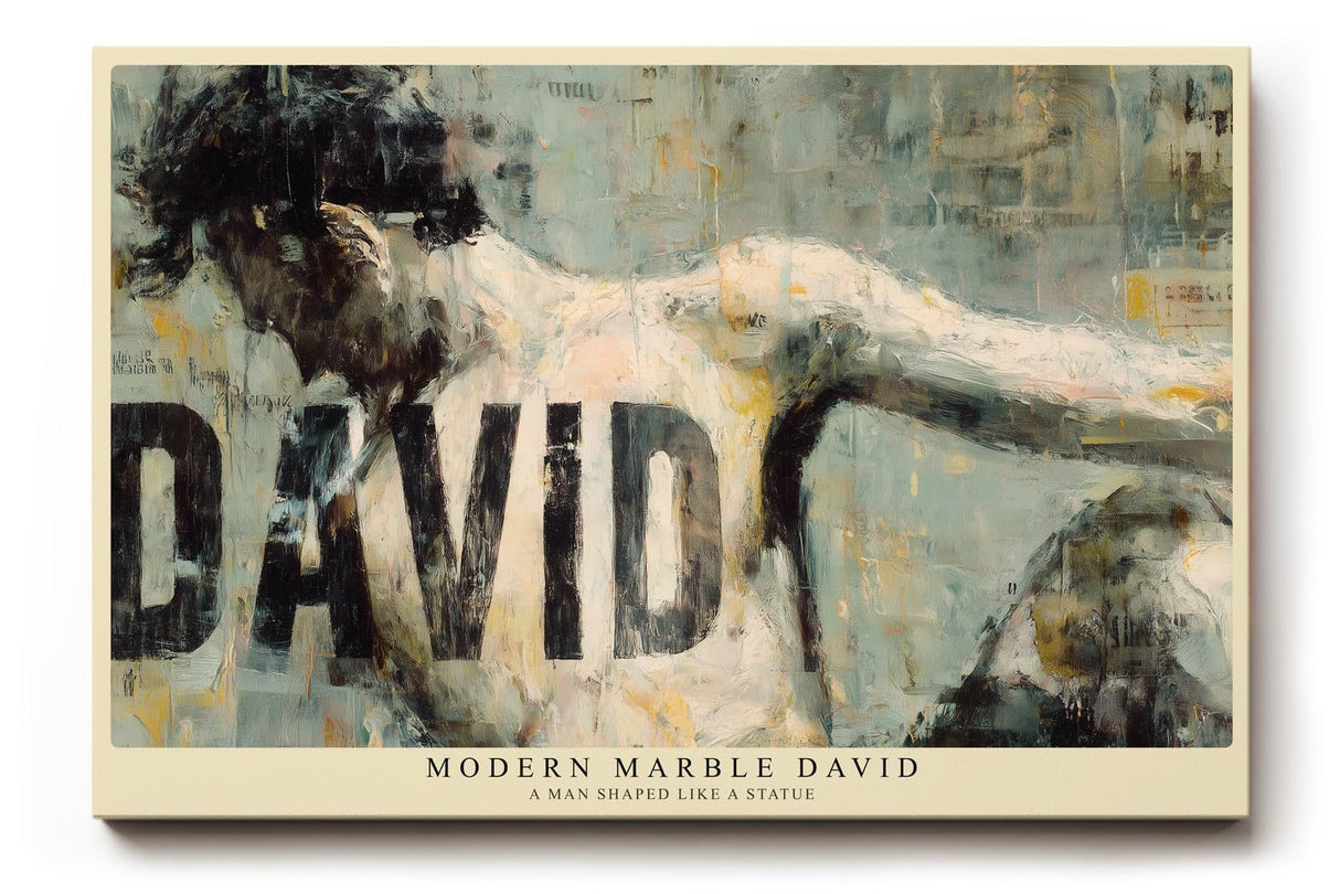 Paul Sinus Wandbild 120x80cm Moderner David Skulptur Kunst LeinWandbild 120x80cm Klassische Figur Moderne Typografie Wanddekoration