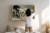 Paul Sinus Wandbild 120x80cm Moderner David Skulptur Kunst LeinWandbild 120x80cm Klassische Figur Moderne Typografie Wanddekoration