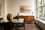 Paul Sinus Wandbild 120x80cm moderner Herbstbaum minimalistische Landschaft Kunst orange Baum Kunstdruck ruhige Natur