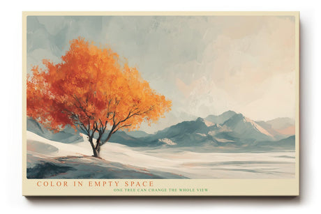 Paul Sinus Wandbild 120x80cm moderner Herbstbaum minimalistische Landschaft Kunst orange Baum Kunstdruck ruhige Natur
